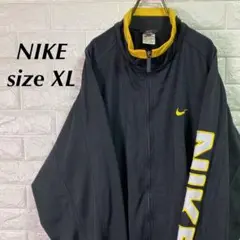 NIKEナイキワンポイント刺繍ロゴ古着ジャージ黒黄ビックロゴ刺繍size XL