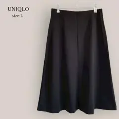 ユニクロ UNIQLO✨タグ付き美品✨ ポンチフレアミディスカート　ゴム　黒
