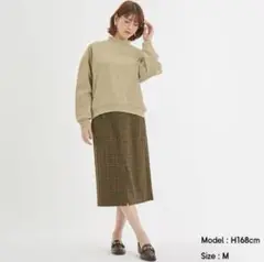 GU ジーユー チェックナローミディスカート ブラウン L