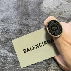 【BALENCIAGA】オーバルシュヴァリエール　リング ブラック　60サイズ