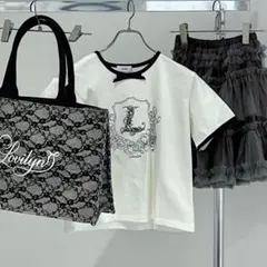 限定　Lovilyn ラヴィリン ロゴ刺繍リボンコットンTシャツ　ポップアップ
