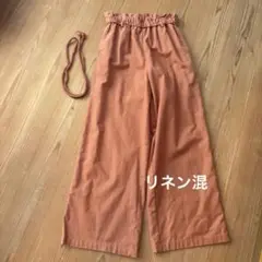 テラコッタカラー　ガウチョパンツ ワイドパンツ　リネン混　UNIQLO GU