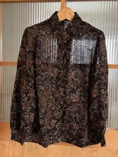 【値下げ】古着 ペイズリー レトロシャツ ブラウン