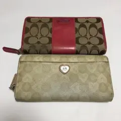 COACH コーチ シグネチャー等 ラウンドファスナー 長財布 セット まとめ