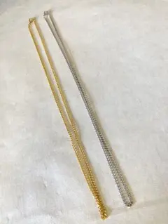 ★ネックレス⑥シルバー ゴールド チェーンのみ2本セット約30cm 重さ約10g