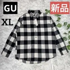 【新品】GU ジーユー フランネルシャツ (チェックB) メンズ XLサイズ
