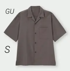 【GU】 ジーユー　ドライリラックスオープンカラーシャツ ダークブラウン S
