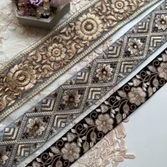 超お買得在庫限りインド刺繍リボン各1メートルずつ合計3メートル