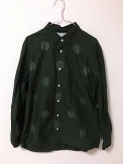 ナリフリ シャツ 長袖 サイクルシャツ Lサイズ 緑 グリーン ドッド柄