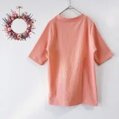 ネオンカラーカットソー サッカー生地風 半袖Tシャツ トップス バンドカラー M
