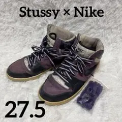Stussy × NIKE コートフォース 00s 黒×黒 1000足限定 箱付 ナイキ コート フォース ハイ ステューシー 312270-001 ブラック
