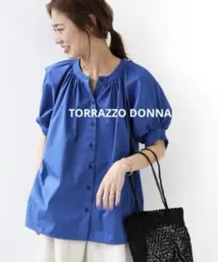 TORRAZZO DONNA タイプライターシャツブラウスブルー