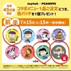 joyfull　スヌーピー缶バッジ　シークレット入3個セット