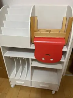 木製 絵本ラック キャスター付き