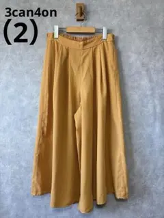 3can4onサンカンシオンガウチョパンツウエストゴムさらっと体型カバー春夏