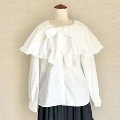 【新品】Hudson honey フリルケープ付きブラウス ホワイト