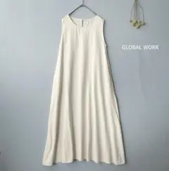 GLOBAL WORK◉Aラインノースリーブフレアワンピース　とろみ　フリー