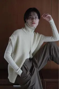 CLANE 完売★ジップニットベスト IVORY