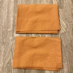 ハンドメイド　オレンジ系チェック柄ポケットティッシュケース　2個セット