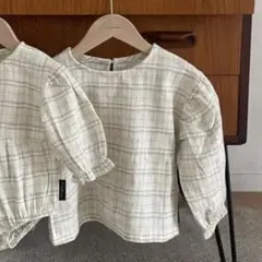 Calin オリジナル　チェックブラウス　90 未使用　秋服　春服