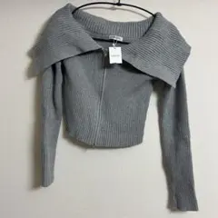 INGNI オフショルダーリブニットグレー