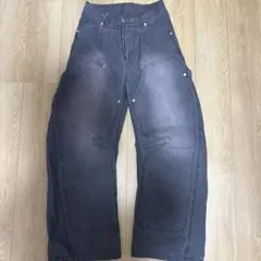 DUCK DOUBLE KNEE CURVED LEG PANTS