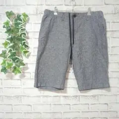 メンズ　ハーフパンツ　麻生地　グレー　L