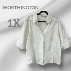 WORTHINGTON ホワイト 五分袖シャツ 【1X】
