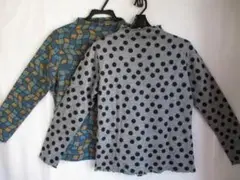 2点セット　カットソー　プルオーバー　長袖　総柄　フリル　ドット　マルチカラー