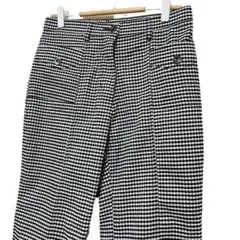 日本被服工業組合連合会 七分丈 ストレッチパンツ 薄手 チェック グレー 11号