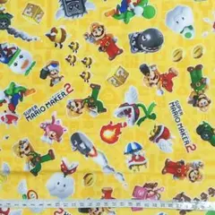 スーパーマリオメーカー2　黄色　生地　はぎれ
