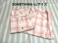 SOMETHING EDWIN 長袖パジャマ ピンク オレンジ チェック LL