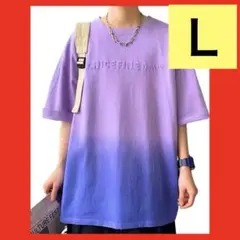メンズ Tシャツ 紫 青 ネイビー 半袖 トップス オーバーサイズ 夏 Ｌ