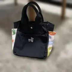 kahikoトートバッグ 黒 カラフル柄