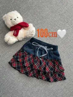 100cm チェック柄フリルスカート