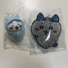 ハチワレ　ラインストーンキーホルダー　おきがえパジャママスコット　ガチャ