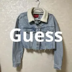 【guess】ショート丈 ボア付き ダメージデニムジャケット
