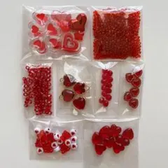 赤 レッド系 ハート ビーズ まとめ売り