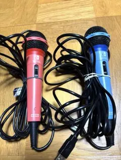 ホリ　Switchカラオケ用マイク 有線タイプの青と赤のセット