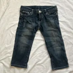 レディース　ダークブルー デニム　クロップドパンツ L