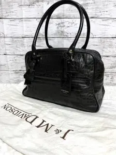 『特価』Ju0026M DAVIDSON 本物 クロコ型押し ハンドバッグ VIVI 黒