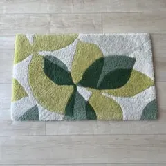 玄関マット　リーフ柄　グリーン約50cm x 80cm