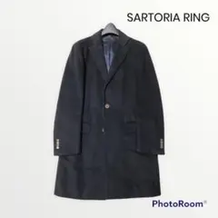 リングジャケット ウールカシミヤ チェスターフィールドコート ネイビー L