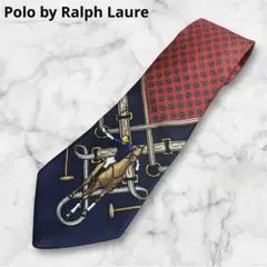 希少品✨ Polo by Ralph Laure 　ネクタイ　乗馬柄　90s