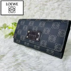 【良品】LOEWE ロエベ アナグラム総柄 長財布 ブラウン PVCレザー