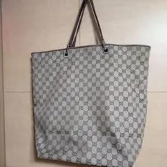 大容量 GUCCI トートバッグ GG柄 キャンバス レザー バケツ型 肩掛け可
