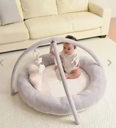 まあるいおそらのジムマット　グレー ベビージム 星型おもちゃ付き