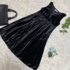 極美品　Palace Carden ノースリーブワンピース　黒　ベロア　11 L