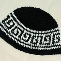 169 ハンドメイド クラッシャーハット バケットハット ビーニー 雷紋柄