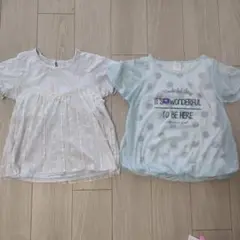 150 ホワイトレースと水色メッセージTシャツセット